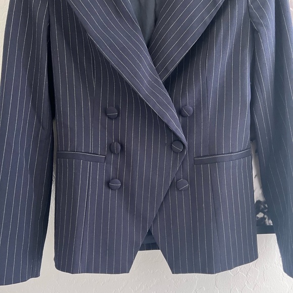 Good American Pinstripe Navy Blue Office Workwear Blazer size Medium - Picture 3 of 10